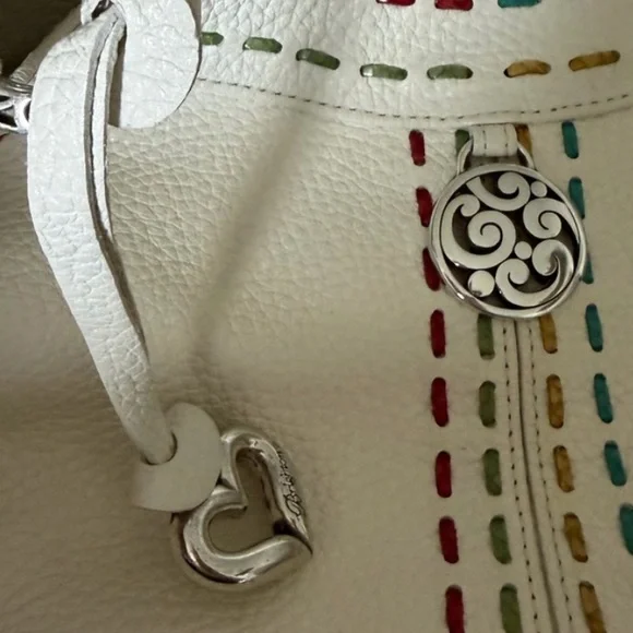 Brighton Y2K Rainbow Stitch Off White Pebbled Leather Shoulder Bag - Picture 4 of 10